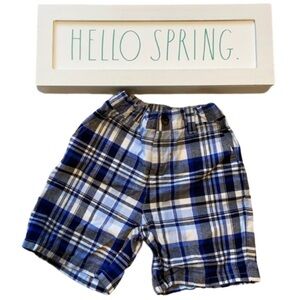 JANIE and JACK Boys Blue Plaid Shorts Size 18-24 Months